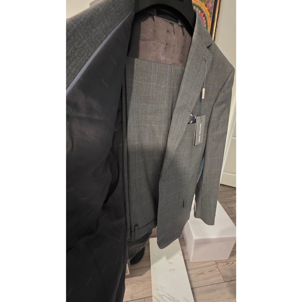 Michael Kors BKANT 2-Piece Plaid Suit for Boys 18R/29.5" W Gray/Blue Color - Picture 6 of 11
